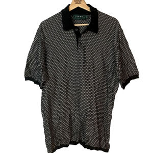 Tundra Canada Abstract Polo Shirt in Black & White Cotton Men's Size XL